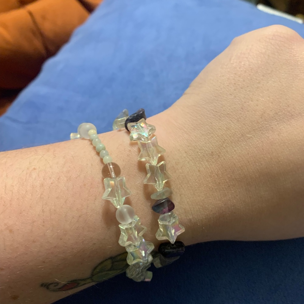 Star Bracelet Set Super Cute shiny iridescent hippy star jewelry anklet